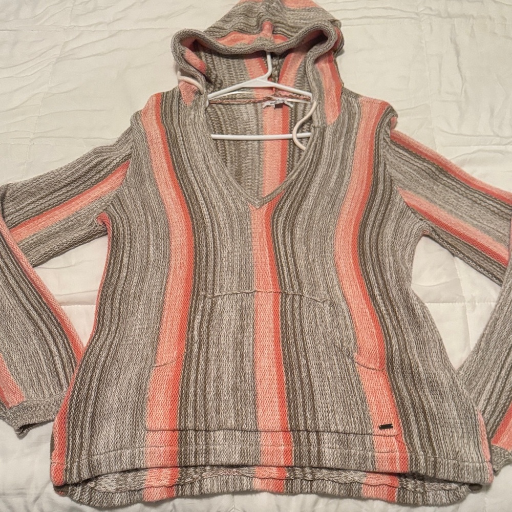 O'Neill Coral and Gray Hooded Sweater